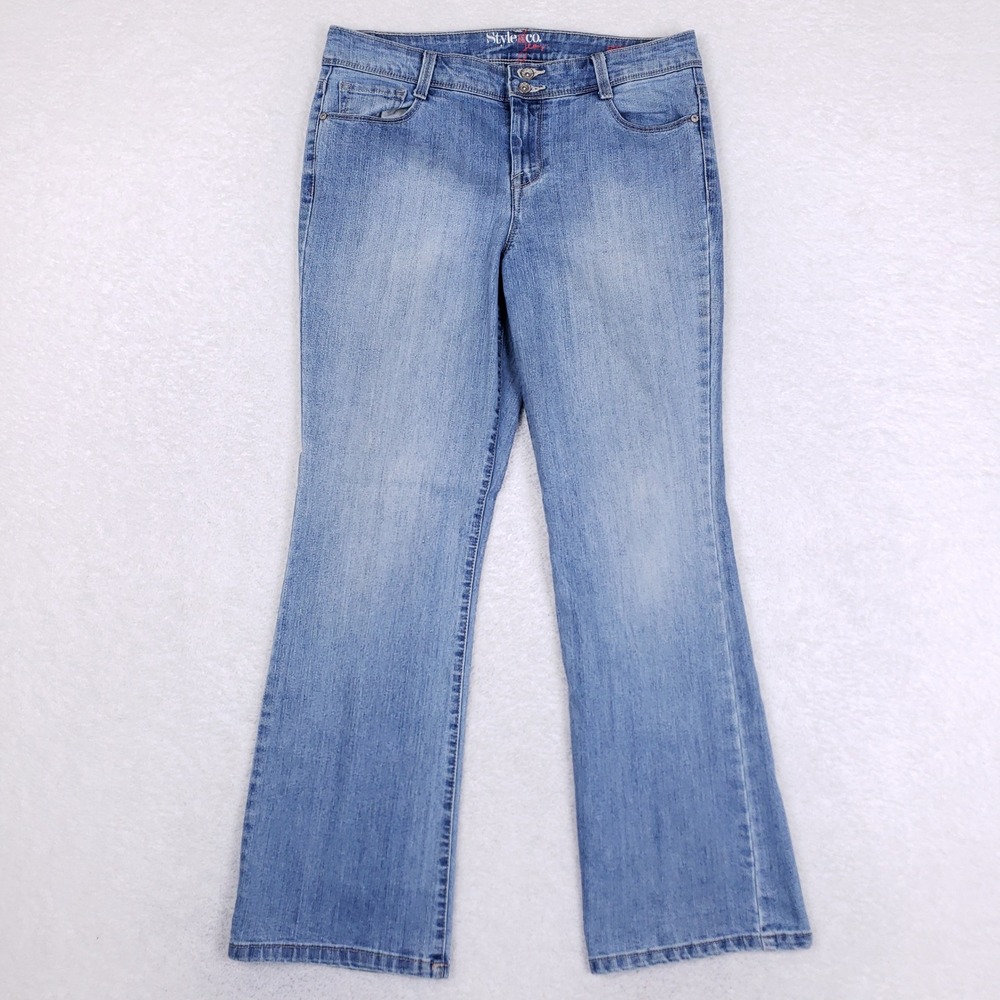 Style & Co Women Size 10 Blue Flare Jeans Stretch‎ Comfort Denim Y2K Aesthetic
